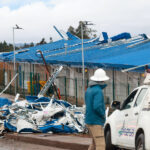 Temporal destruye techumbre de escuela modular de Punta de Parra en Tomé Escuela Modular de Punta de Parra de la comuna de Tome afectada por los fuertes vientos. Foto: Aton Chile.