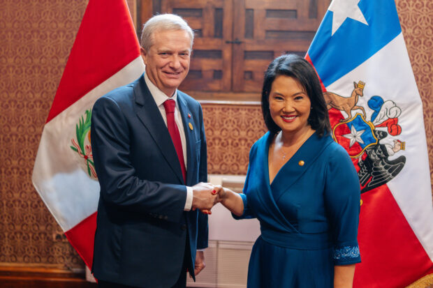El Presidente José Antonio Kast se reunió este martes en Lima con la Presidenta de Perú, Keiko Fujimori. Foto: Presidencia.