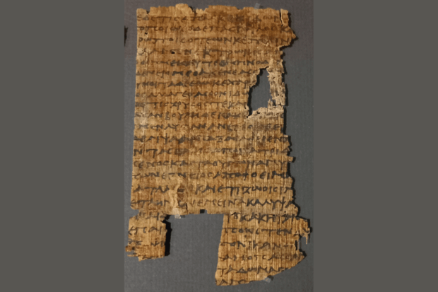 Papiro con un fragmento de La Odisea (libros IX y X), hallado en Medinet Ghoram (excavaciones de P. Jouguet), siglo III a. C. Es el manuscrito conservado más antiguo de La Odisea. Instituto de Papirología de la Sorbona, inv. Sorb. 2245.