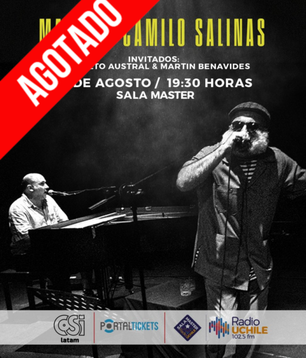 Cartel del concierto de Camilo Salinas y Macha Asenjo en Sala Master de Radio Universidad de Chile.