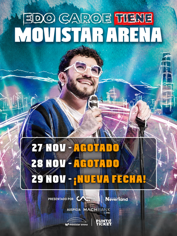 Afiche de los próximos shows de Edo Caroe en el Movistar Arena.