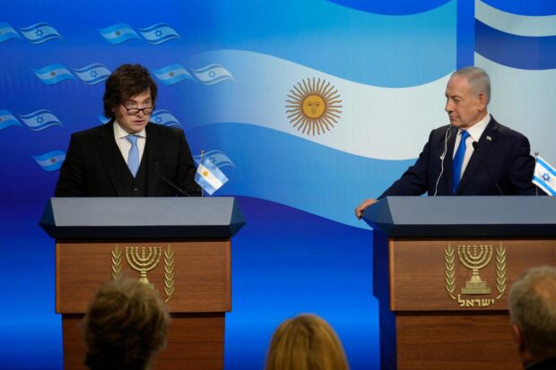 Presidente de Argentina, Javier Milei, y el primer ministro de Israel, Benjamín Netanyahu.
