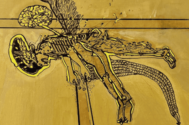 Una de las pinturas de Eugenio Tellez que forman parte de la exposición "El ángel de la historia".