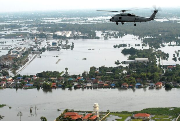 Inundaciones en Tailandia en 2011. Vista aérea de Bangkok.