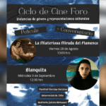 Ciclo de cine gratuito en la U. de Chile abordará violencias de género con "La misteriosa mirada del flamenco" y "Blanquita" Afiche del Ciclo de Cine Foro "Violencias de género y representaciones culturales" de FACSO U. de Chile.