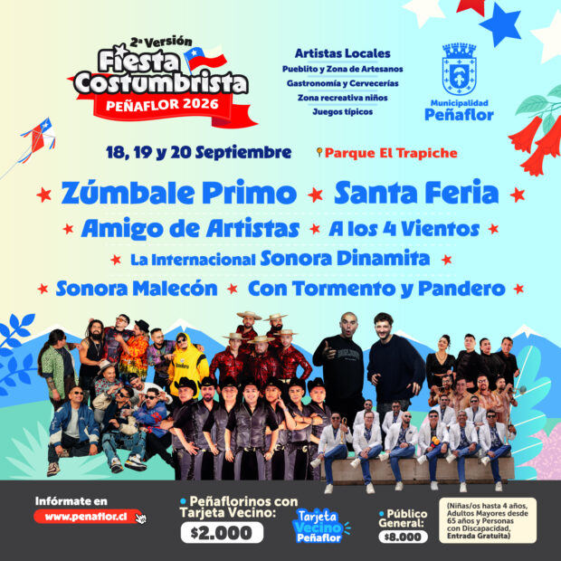 Cartel de la Fiesta Costumbrista de Peñaflor en el parque El Trapiche.