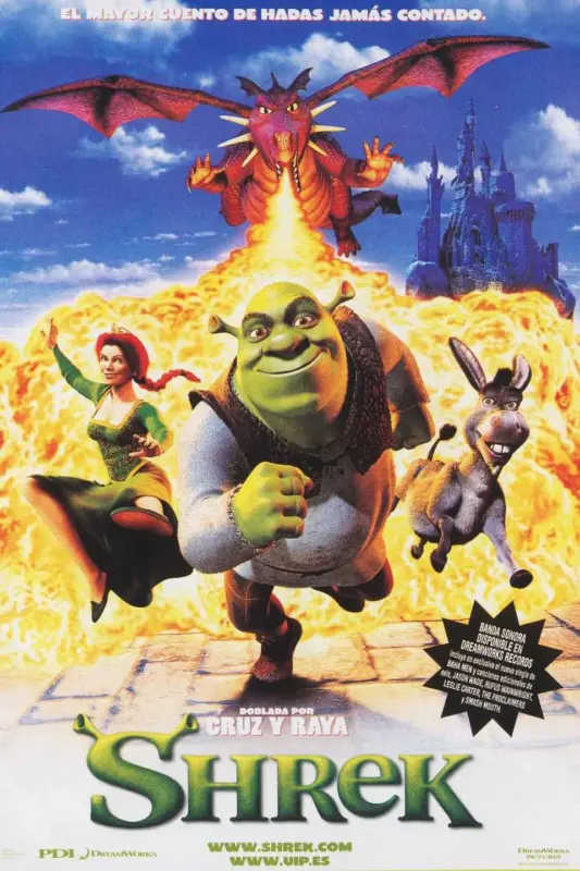 Poster de Shrek, película animada de DreamWorks.