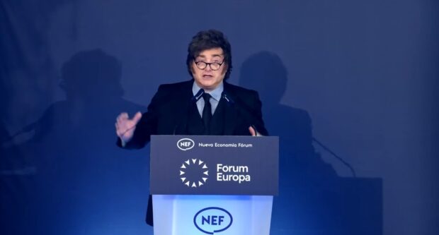 El presidente de Argentina, Javier Milei, en el Nueva Economía Fórum.